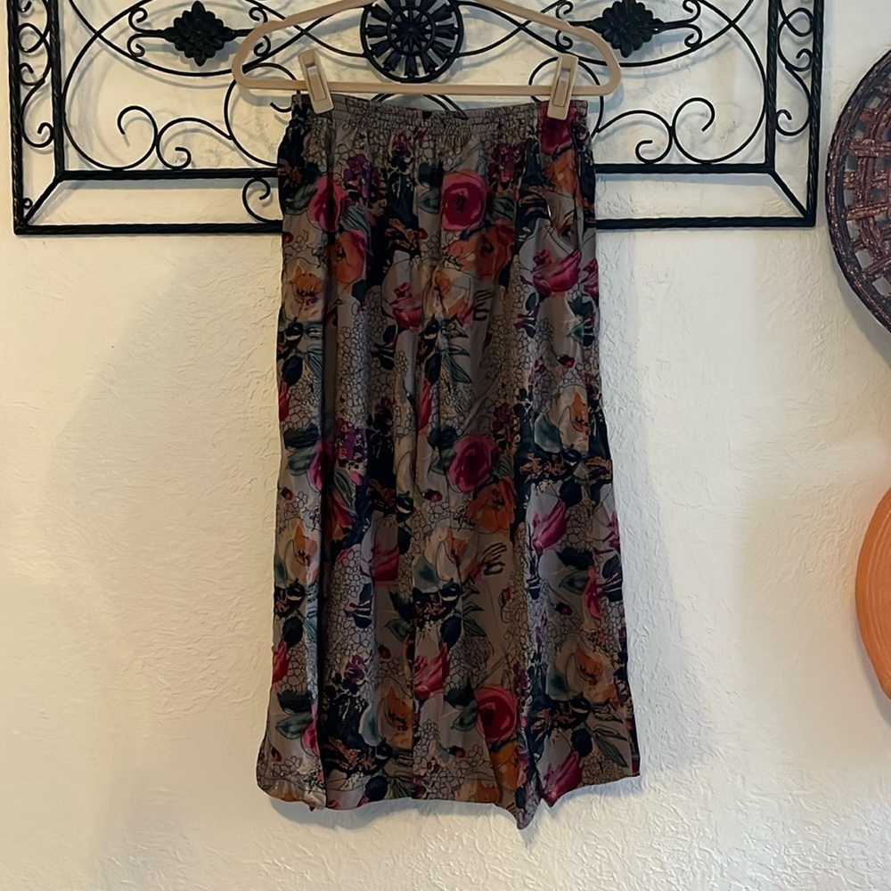 Floral Crop Barrel Pants - Lantern Wide Leg - One Size